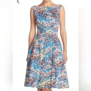 Maggy London Cotton Blue Floral Midi Dress